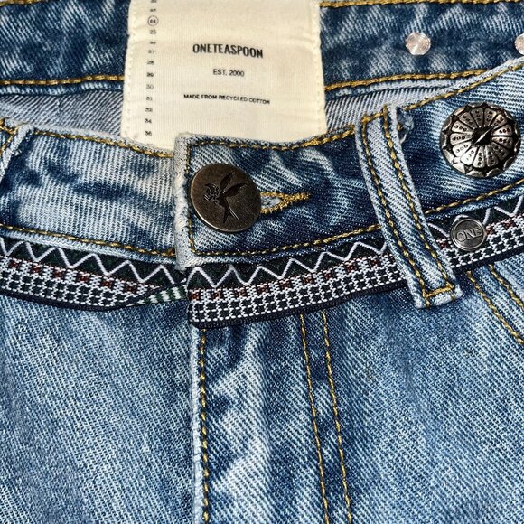 ONETEASPOON ONE TEASPOON TRUCKERS Western Concho Embellished Blue Jeans 24/26 - Picture 12 of 16